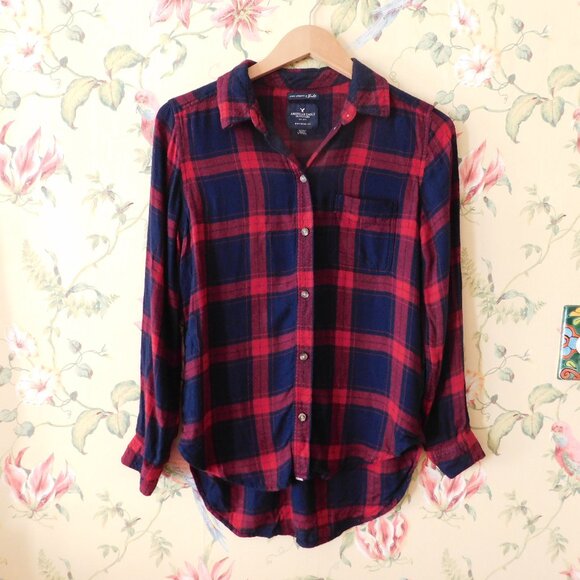 🦔🐾American Eagle Boyfriend Fit Soft Flannel🦔🐾 - Picture 2 of 10